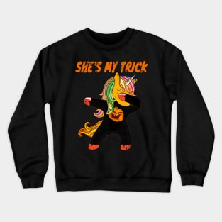 She is My Trick Halloween Dabbing Unicorn Crewneck Sweatshirt